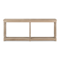 console table long narrow turned legs shelf grey