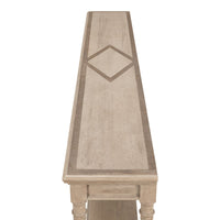 console table long narrow turned legs shelf grey