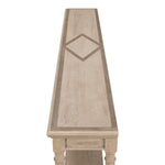 console table long narrow turned legs shelf grey
