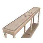 console table long narrow turned legs shelf grey