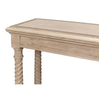 console table long narrow turned legs shelf grey