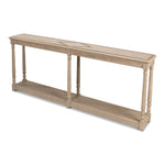 console table long narrow turned legs shelf grey
