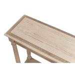 console table long narrow turned legs shelf grey
