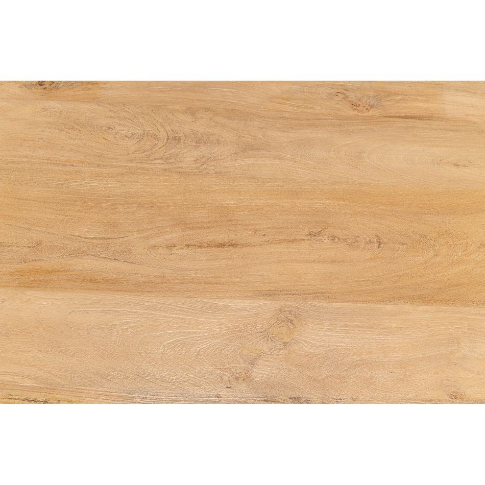 The Sienna finish on the Guillermo Pedestal Kitchen Table by Sarreid, Ltd. enhances the wood's grain and light brown hue.