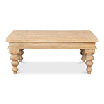 coffee table large rectangle wood sienna natural turned legs