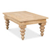 coffee table large rectangle wood sienna natural turned legs