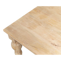 corner view of light wood table top
