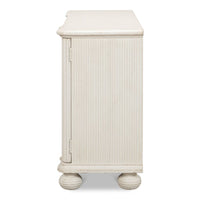 cabinet commode antique white ribbed shelf bun feet