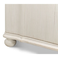 cabinet commode antique white ribbed shelf bun feet