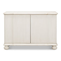 cabinet commode antique white ribbed shelf bun feet