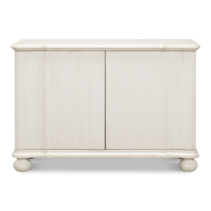 cabinet commode antique white ribbed shelf bun feet