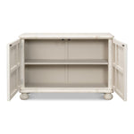 cabinet commode antique white ribbed shelf bun feet
