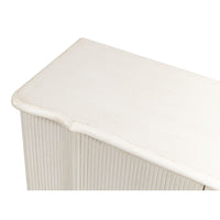 cabinet commode antique white ribbed shelf bun feet