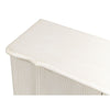 cabinet commode antique white ribbed shelf bun feet