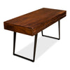 desk brown wood iron drawers transitional