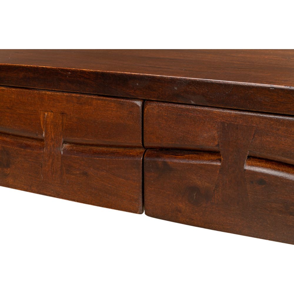 desk brown wood iron drawers transitional