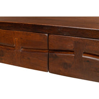 desk brown wood iron drawers transitional