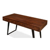 desk brown wood iron drawers transitional
