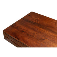 desk brown wood iron drawers transitional