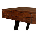 desk brown wood iron drawers transitional