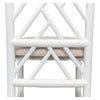 white faux bamboo dining side chair beige linen seat cushion