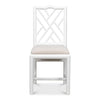 white faux bamboo dining side chair beige linen seat cushion
