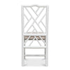 white faux bamboo dining side chair beige linen seat cushion