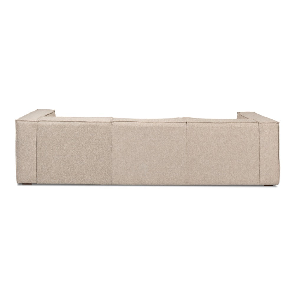 tan ivory french edge fabric sofa three cushion
