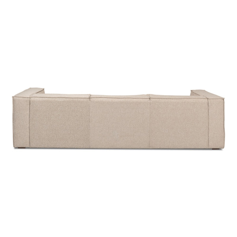 tan ivory french edge fabric sofa three cushion
