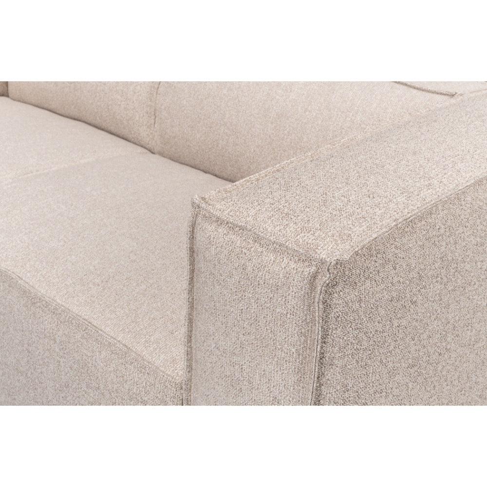 tan ivory french edge fabric sofa three cushion