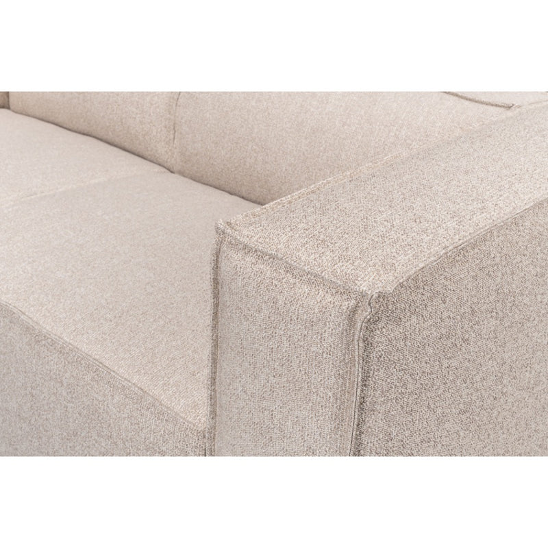 tan ivory french edge fabric sofa three cushion