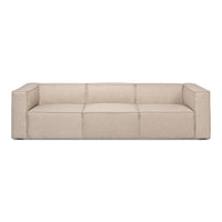 tan ivory french edge fabric sofa three cushion