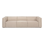 tan ivory french edge fabric sofa three cushion