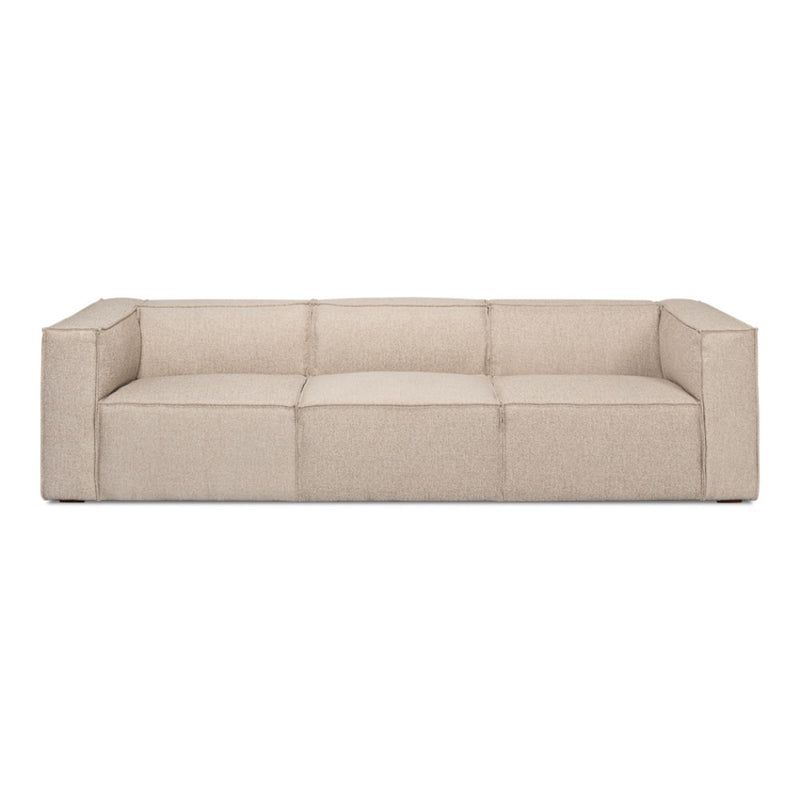 tan ivory french edge fabric sofa three cushion