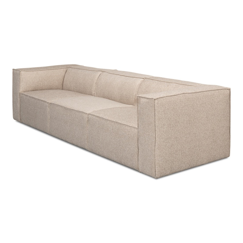 tan ivory french edge fabric sofa three cushion