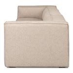 tan ivory french edge fabric sofa three cushion