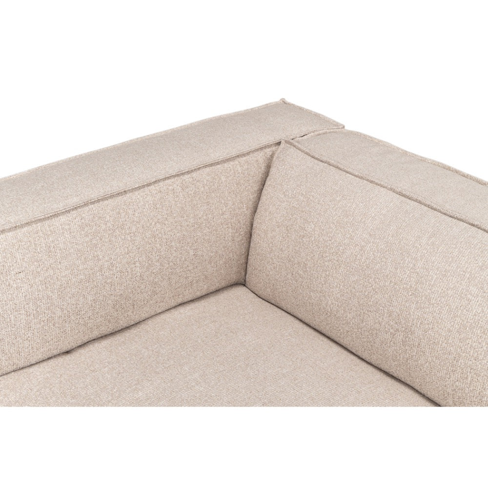 tan ivory french edge fabric sofa three cushion
