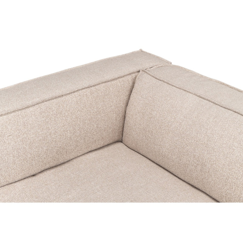 tan ivory french edge fabric sofa three cushion