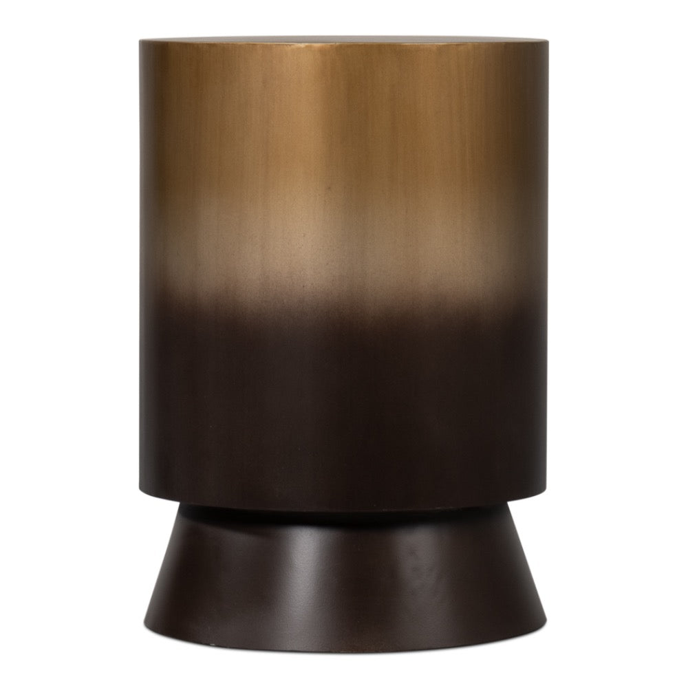 ombre iron drum table round bronze