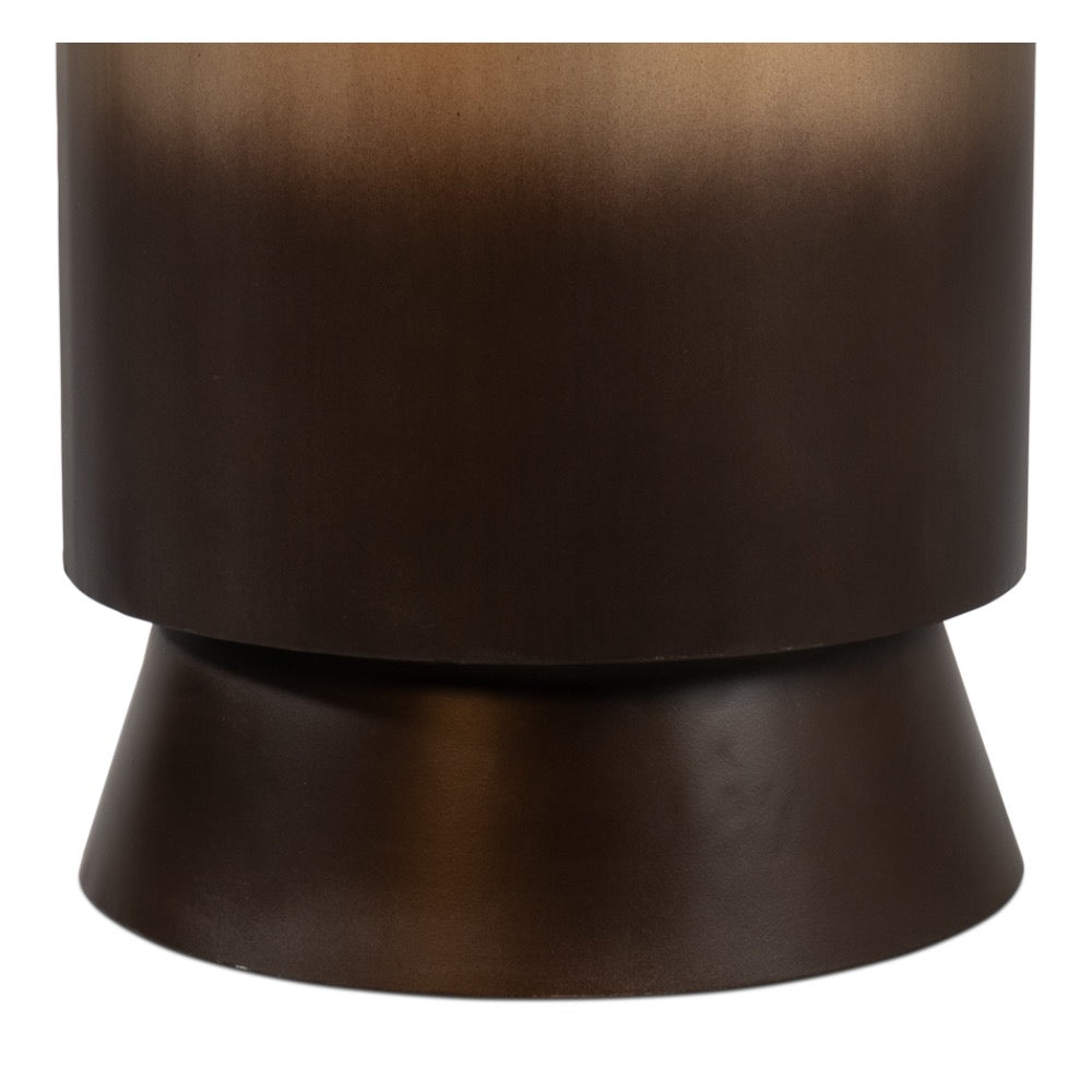 ombre iron drum table round bronze