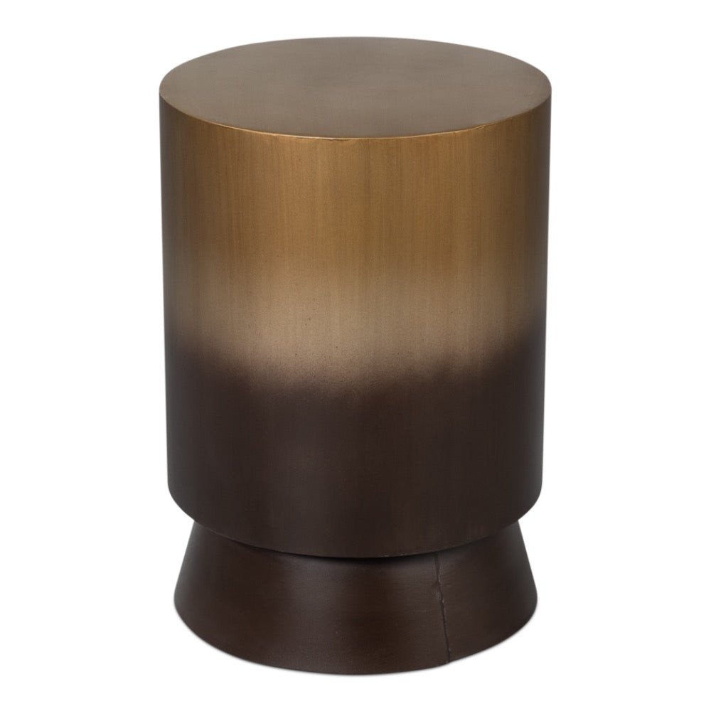 ombre iron drum table round bronze
