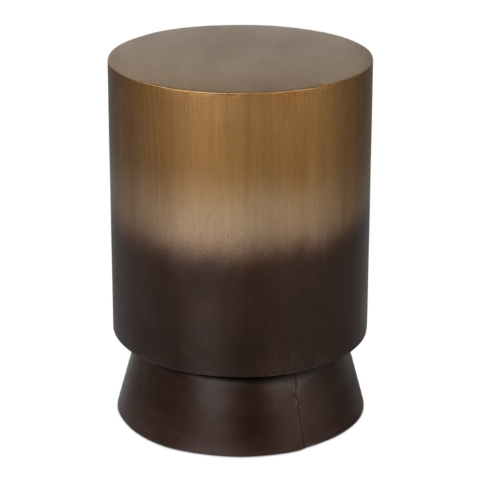 ombre iron drum table round bronze