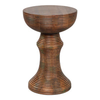 round accent table natural mango wood carved rings