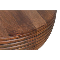 round accent table natural mango wood carved rings