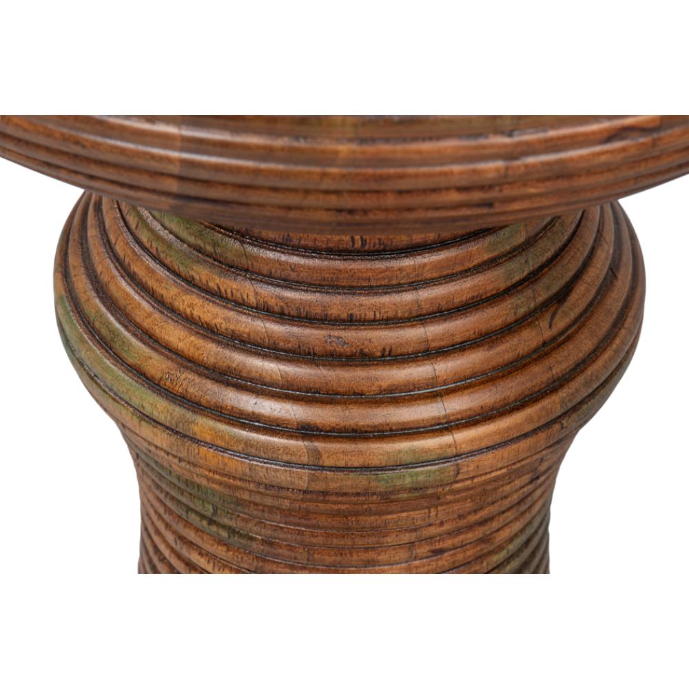 round accent table natural mango wood carved rings