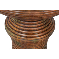 round accent table natural mango wood carved rings