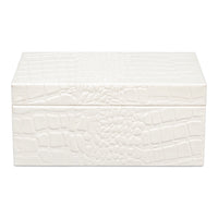 leather box crocodile antique pearl leather wood set 