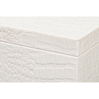 leather box crocodile antique pearl leather wood set 