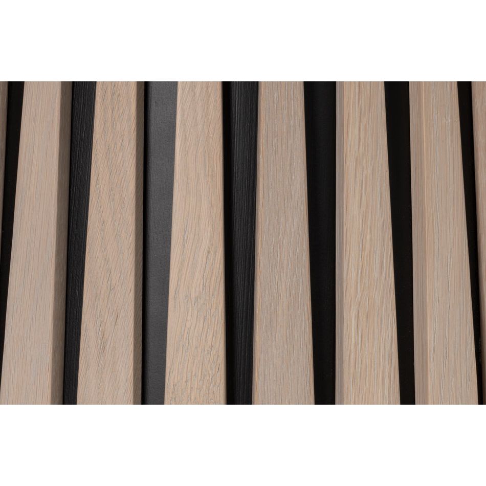 round slatted pedestal table brushed gray
