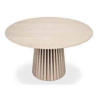 round slatted pedestal table brushed gray
